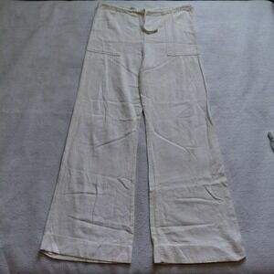 Hari Womens Lounge Pants Size XL Cream Textured Drawstring Wide Leg Beach Boho